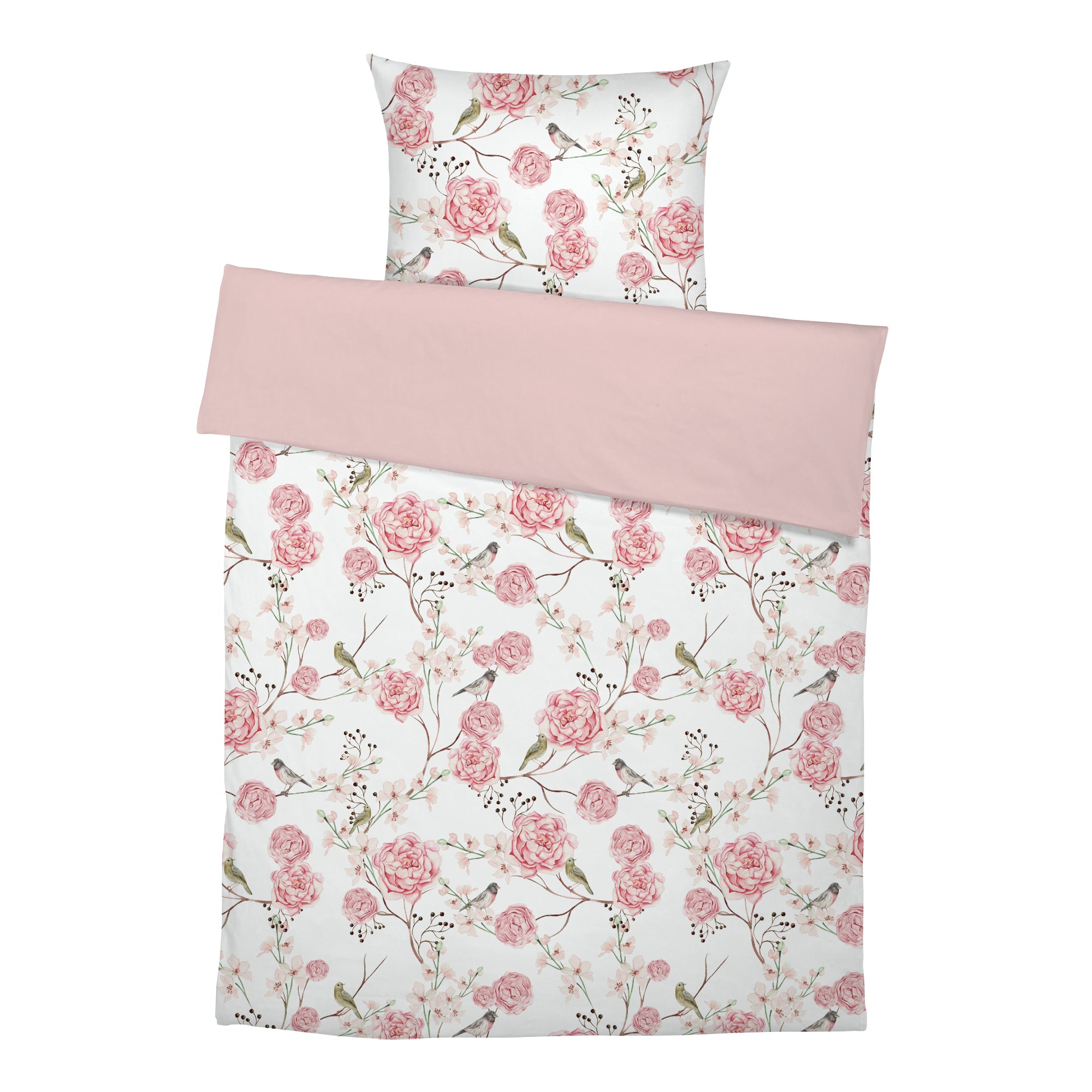 "Vögel und Blumen" Premium Kinderbettwäsche - Leslis