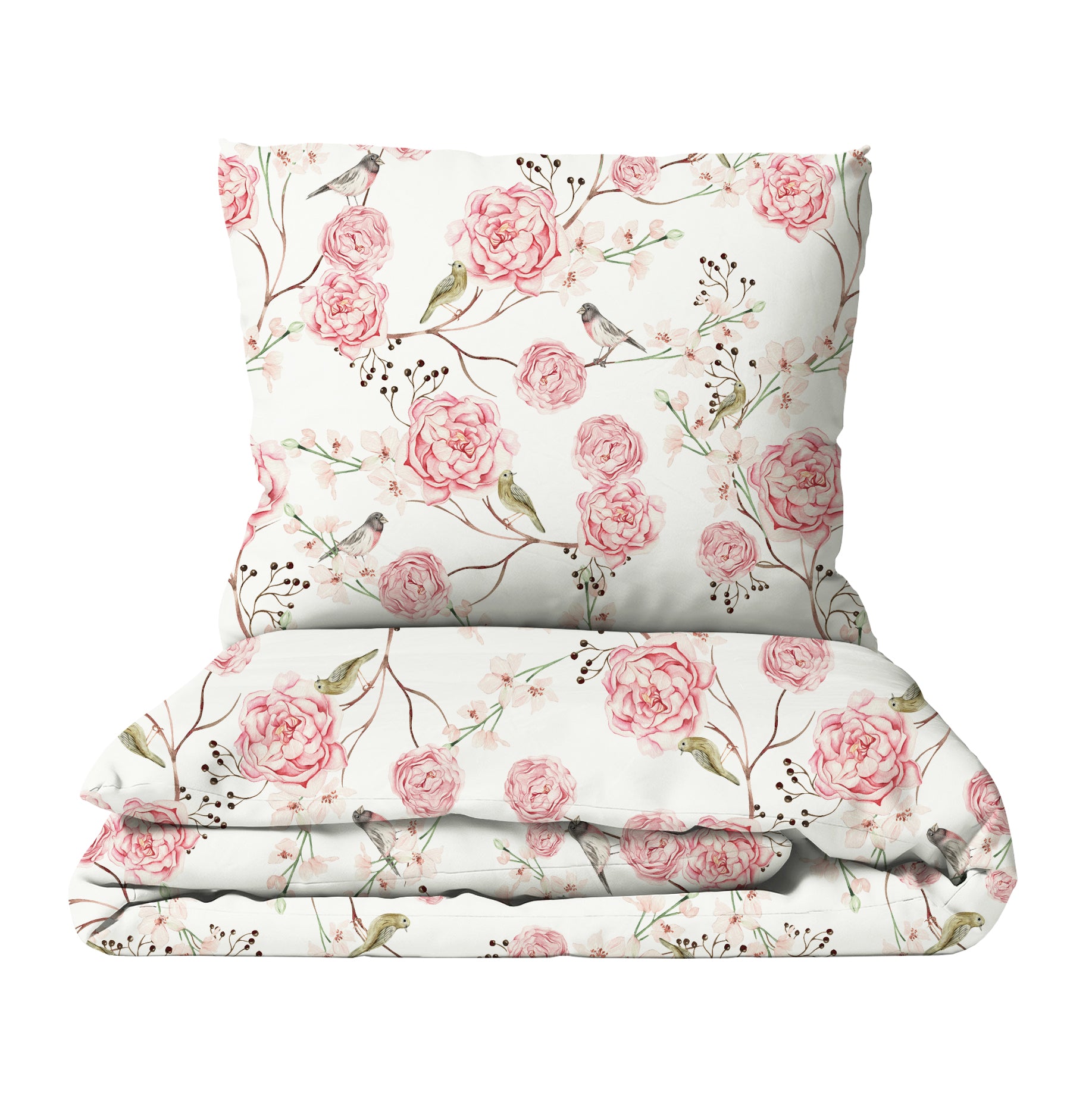 "Vögel und Blumen" Premium Kinderbettwäsche - Leslis