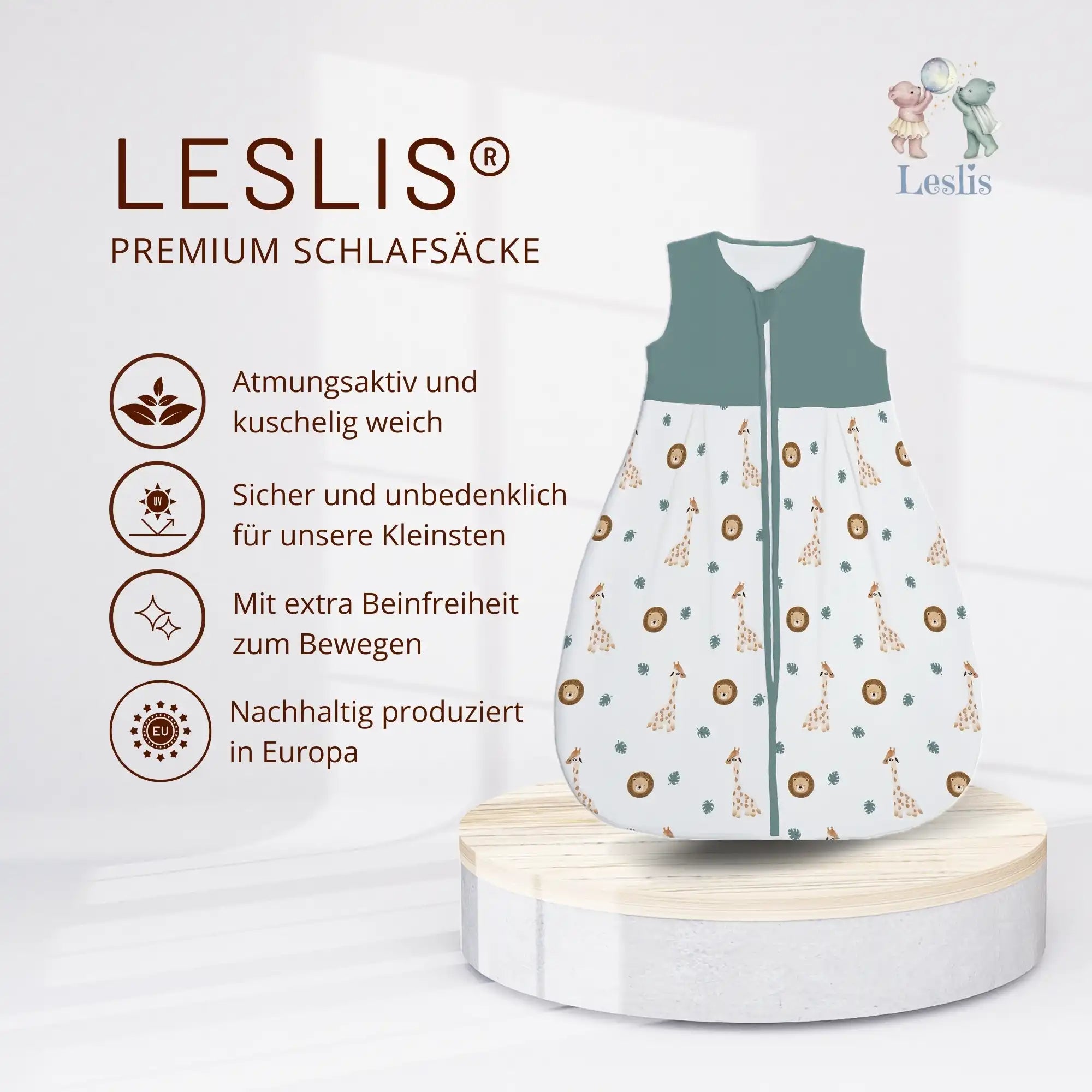 "Giraffe und Löwe" Premium Jersey Schlafsack 1.0 TOG - Leslis