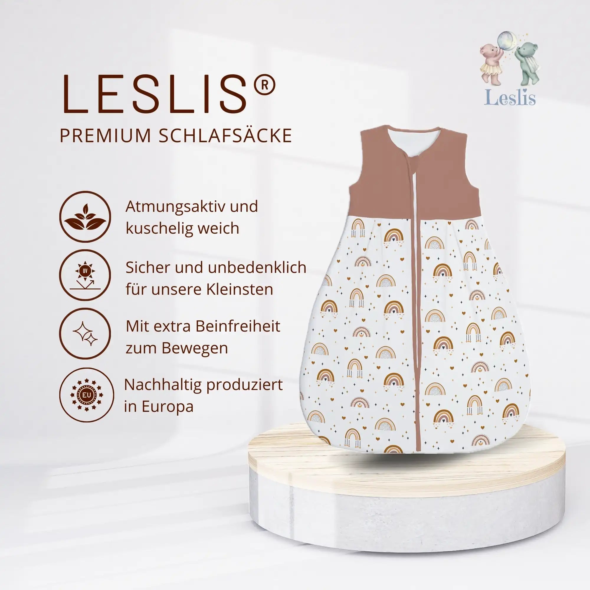 "Boho Rainbow" Premium Jersey Schlafsack 1.0 TOG - Leslis