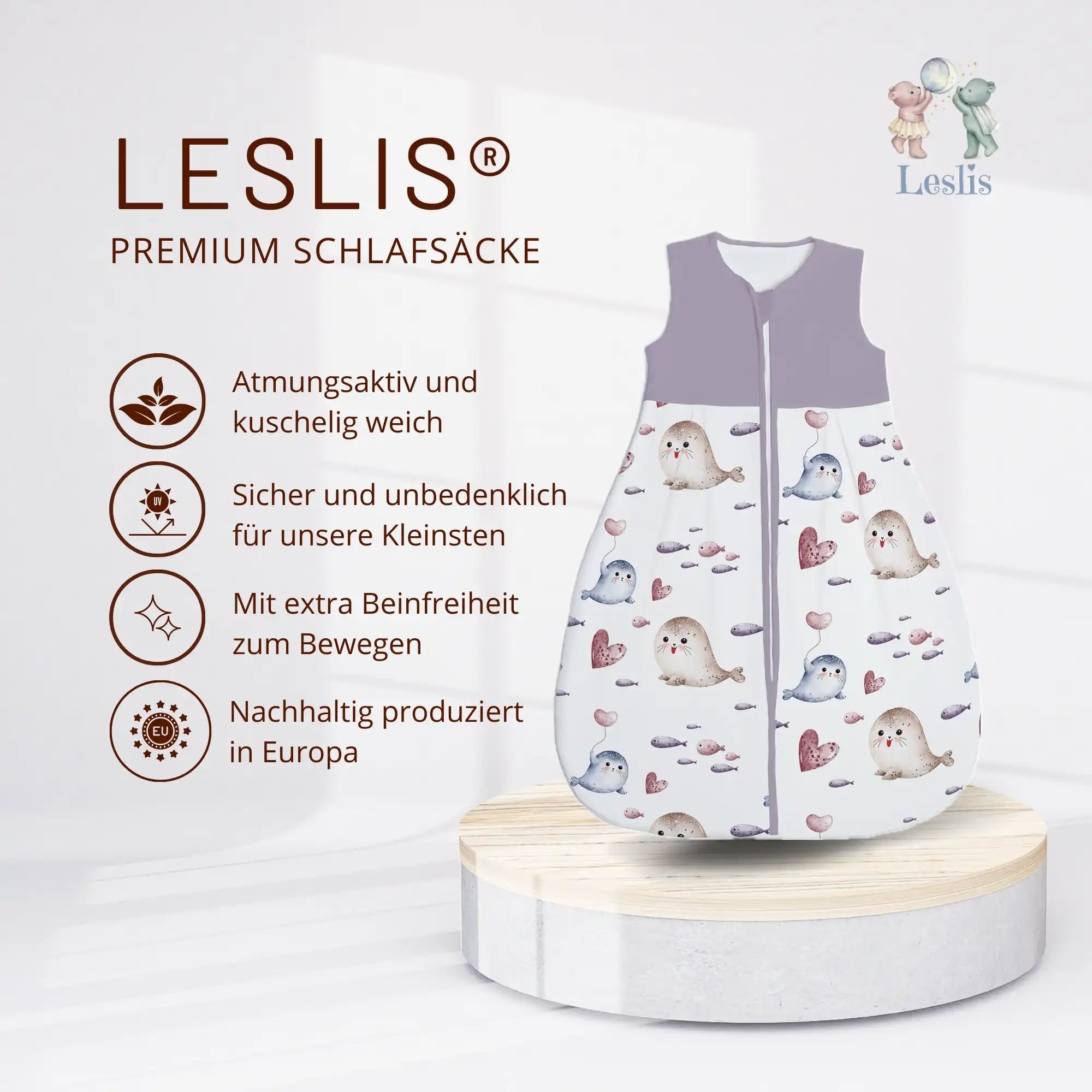 "Seehunde" Premium Jersey Schlafsack 1.0 TOG - Leslis