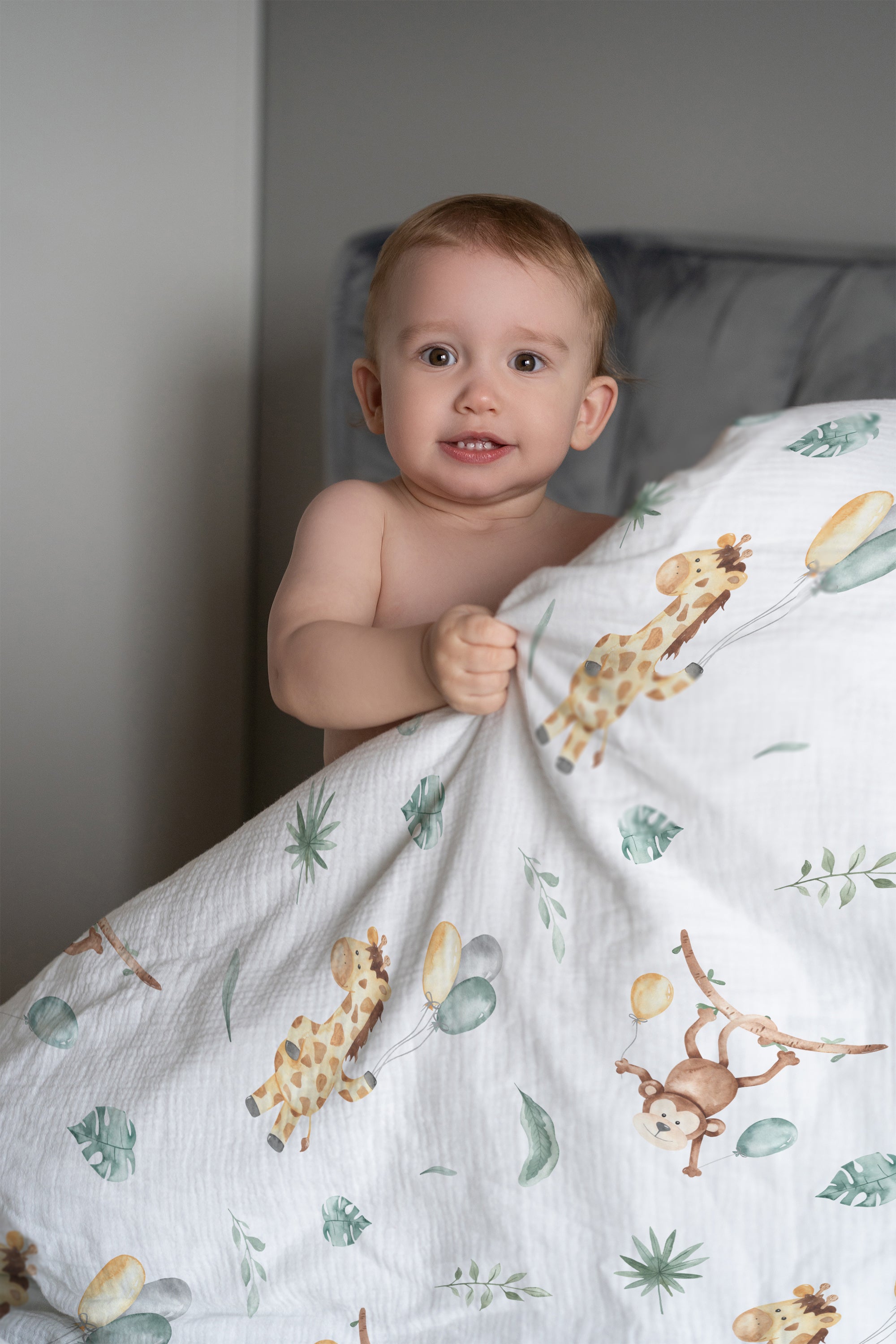 “Affe und Giraffe” Premium Kinderbettwäsche - Leslis