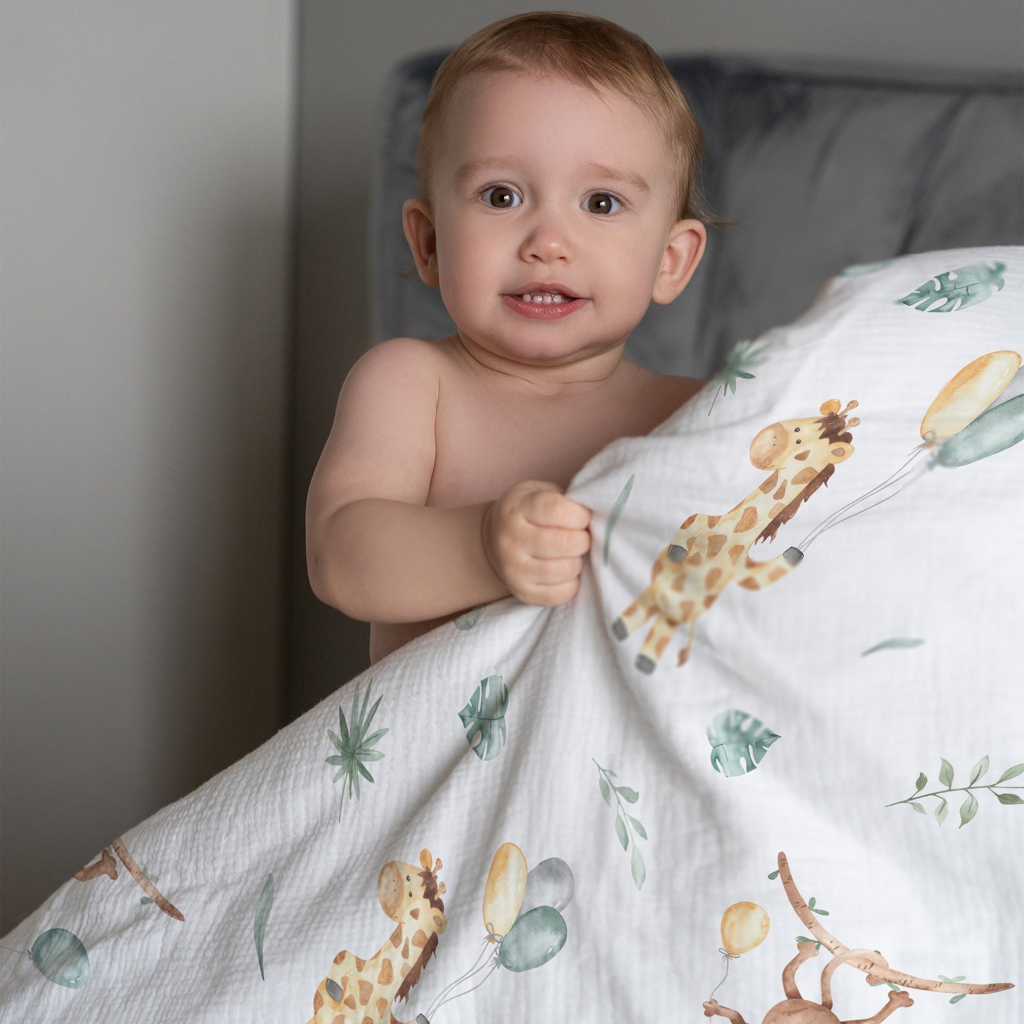 “Affe und Giraffe” Premium Kinderbettwäsche - Leslis