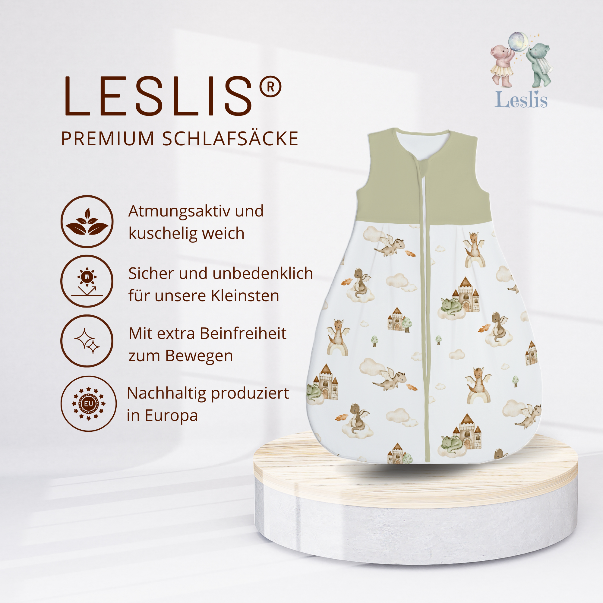 "Der kleine Drache" Premium Jersey Schlafsack 1.0 TOG - Leslis