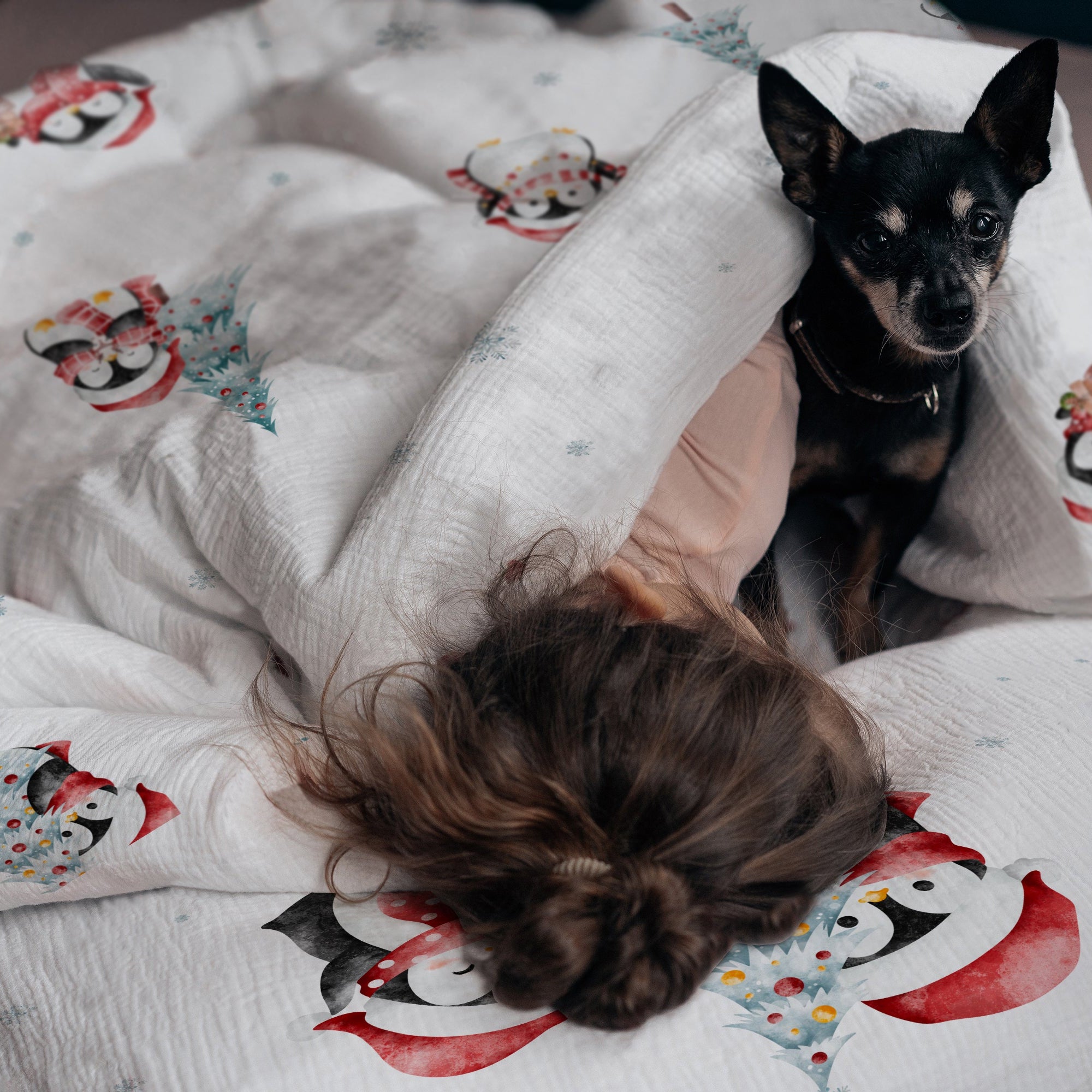 "Winter Pinguine" Premium Kinderbettwäsche - Leslis