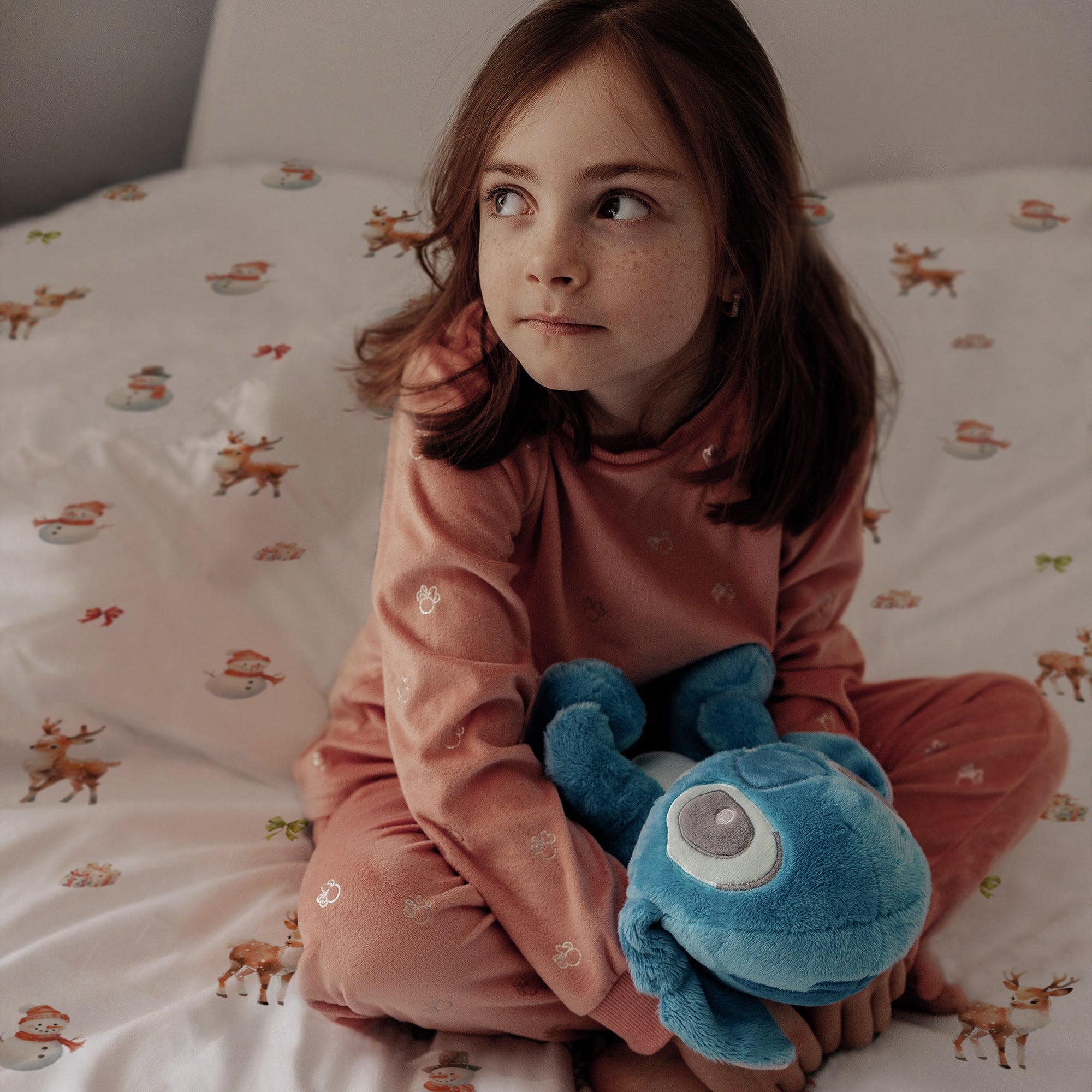 "Schneemann und Rehe" Premium Kinderbettwäsche - Leslis