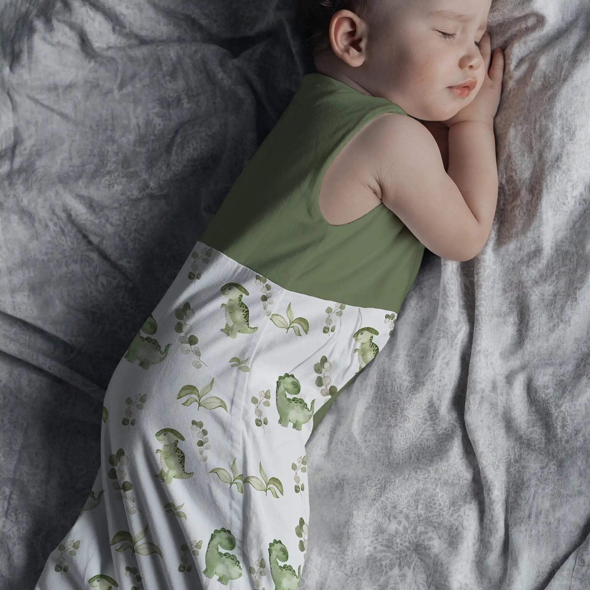 "Eukalyptus Dinos" Premium Jersey Schlafsack 1.0 TOG - Leslis