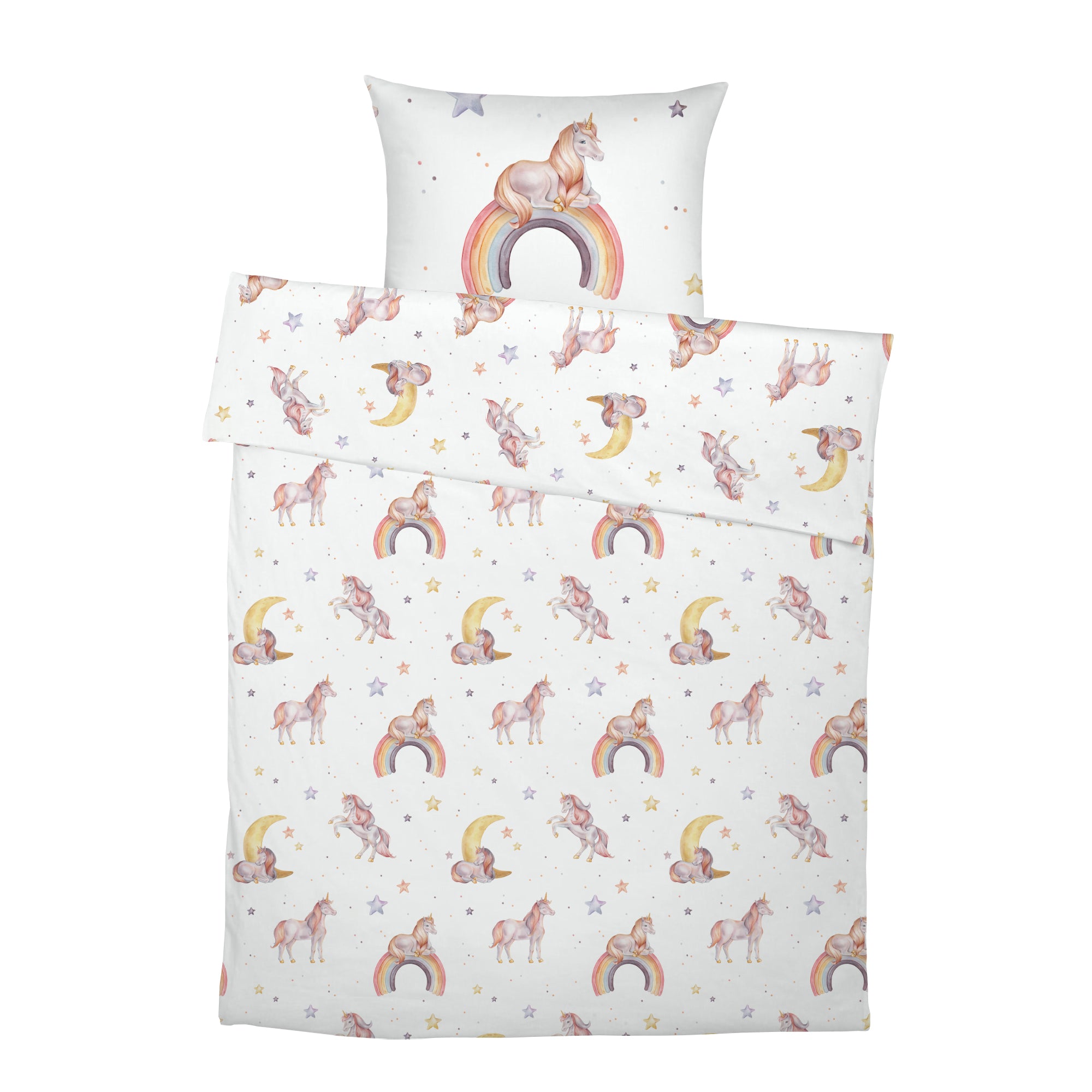 "Regenbogen Einhorn" Premium Kinderbettwäsche