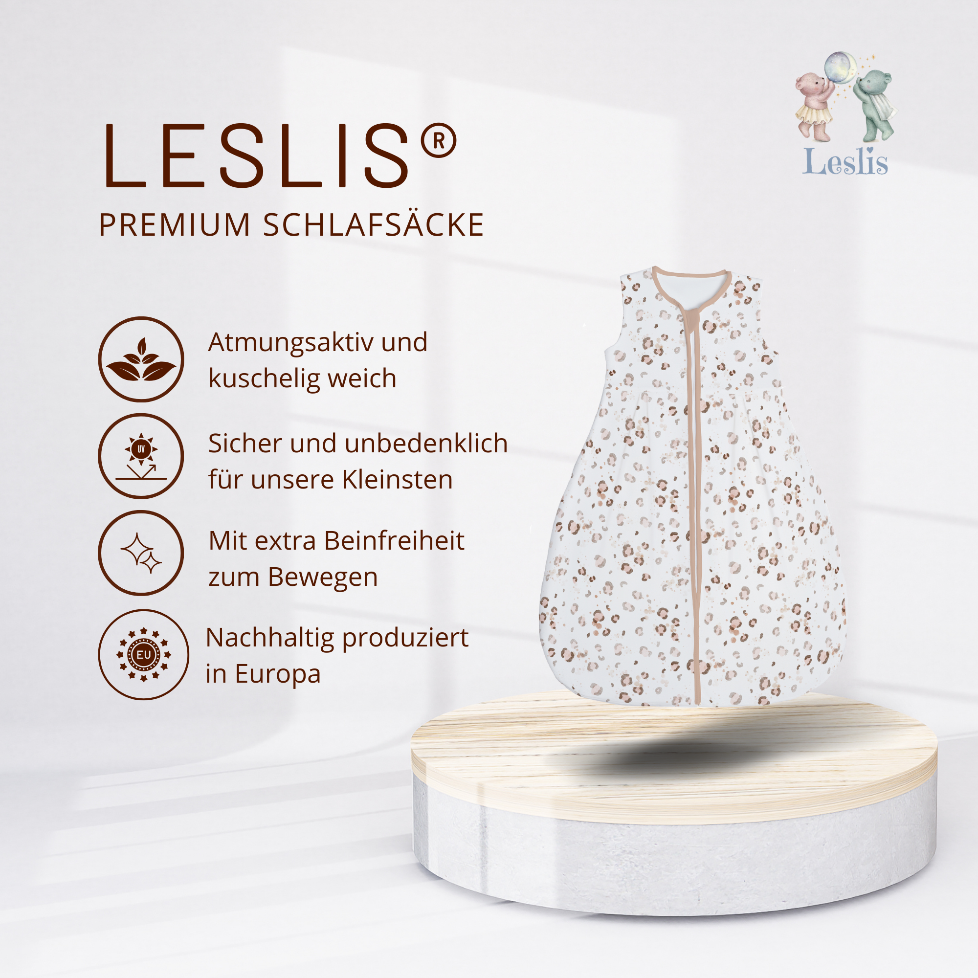 "Leopard" Premium Jersey Schlafsack 1.0 TOG - Leslis