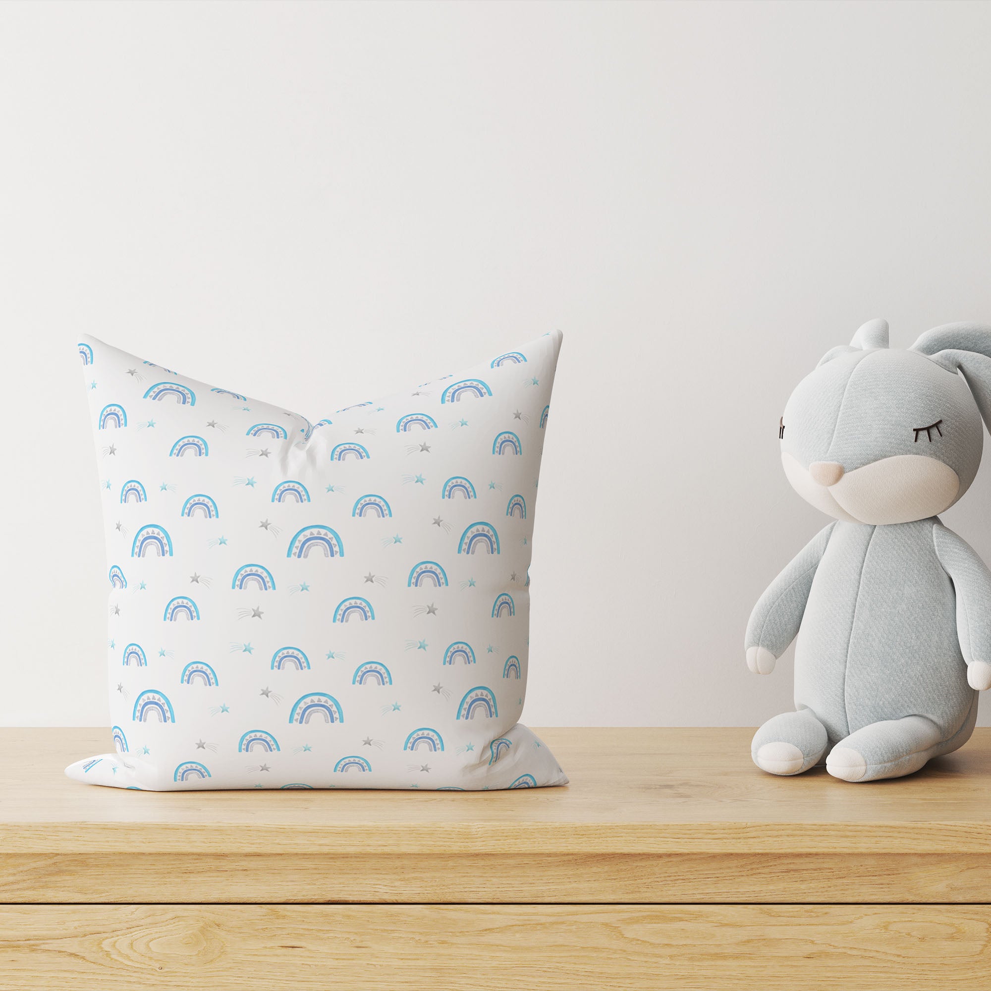 “Blue Rainbows” Premium Kinder Dekokissen - Leslis
