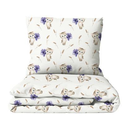 "Cat with flowers" premium children's bed linen