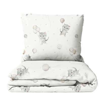 "Cat with balloons" premium children's bed linen