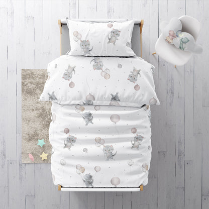 "Cat with balloons" premium children's bed linen