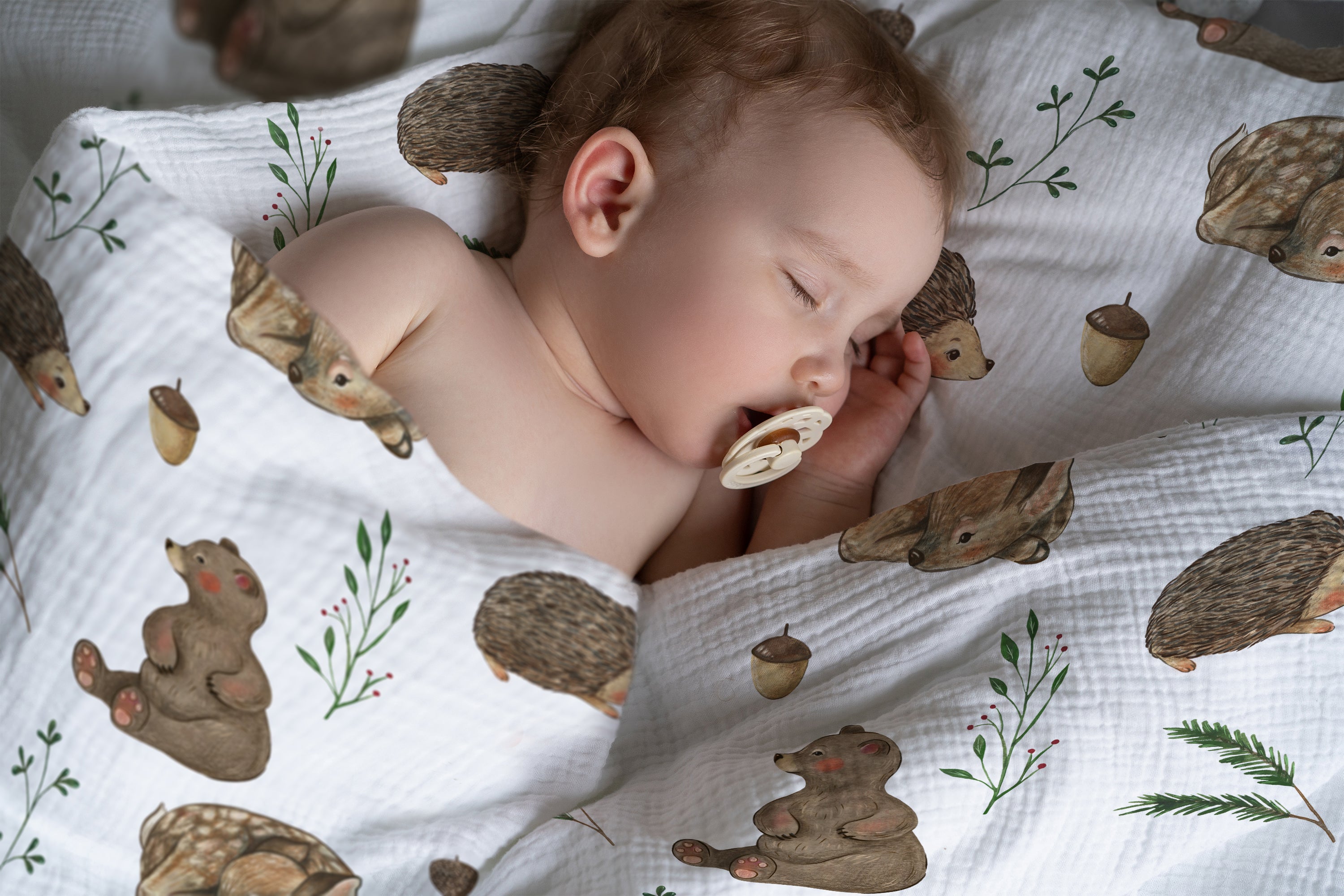 "Bear, hedgehog, deer" premium children's bed linen