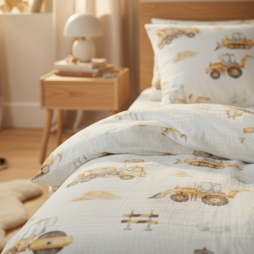 « Chantier » – Linge de lit haut de gamme pour enfants