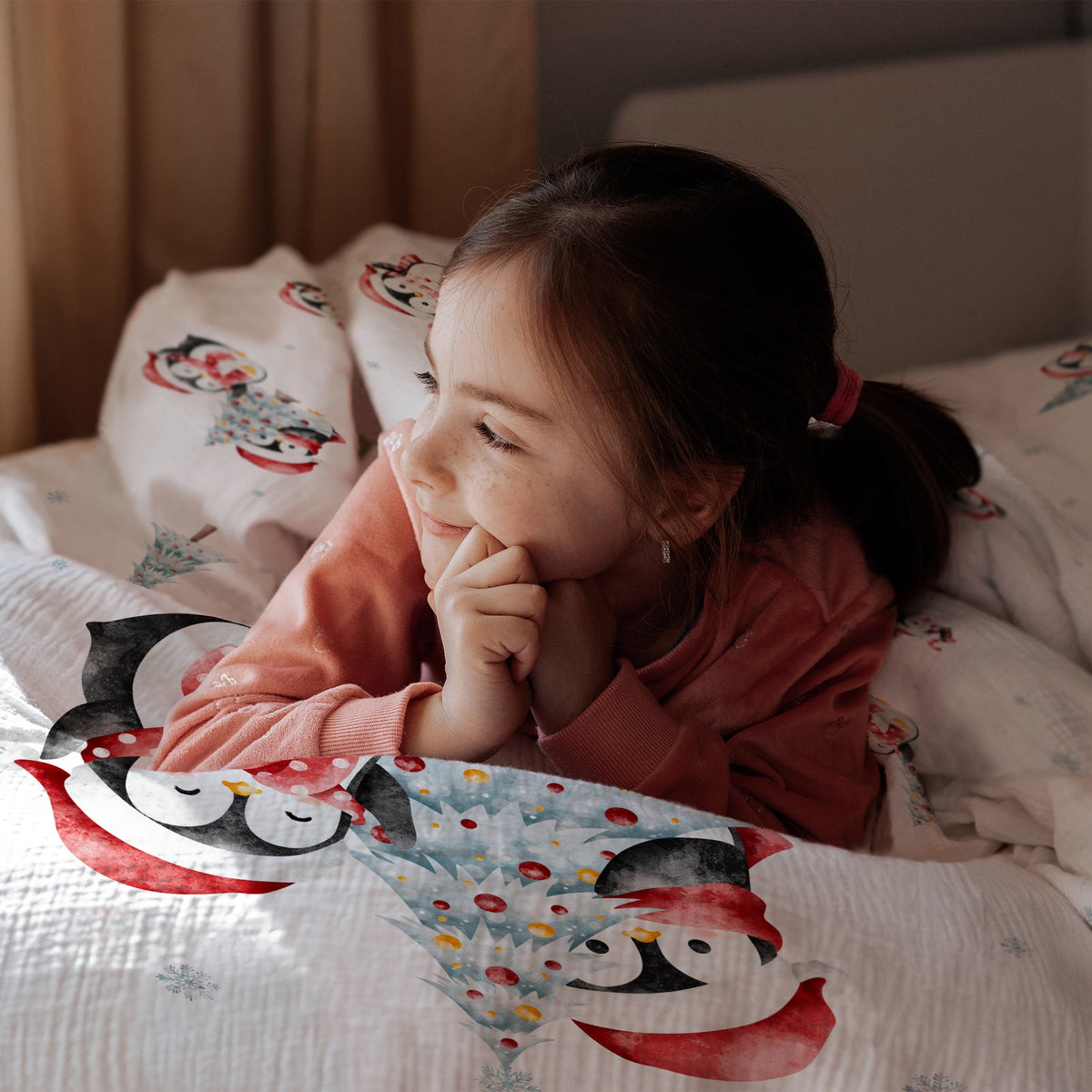 "Winter Pinguine" Premium Kinderbettwäsche - Leslis