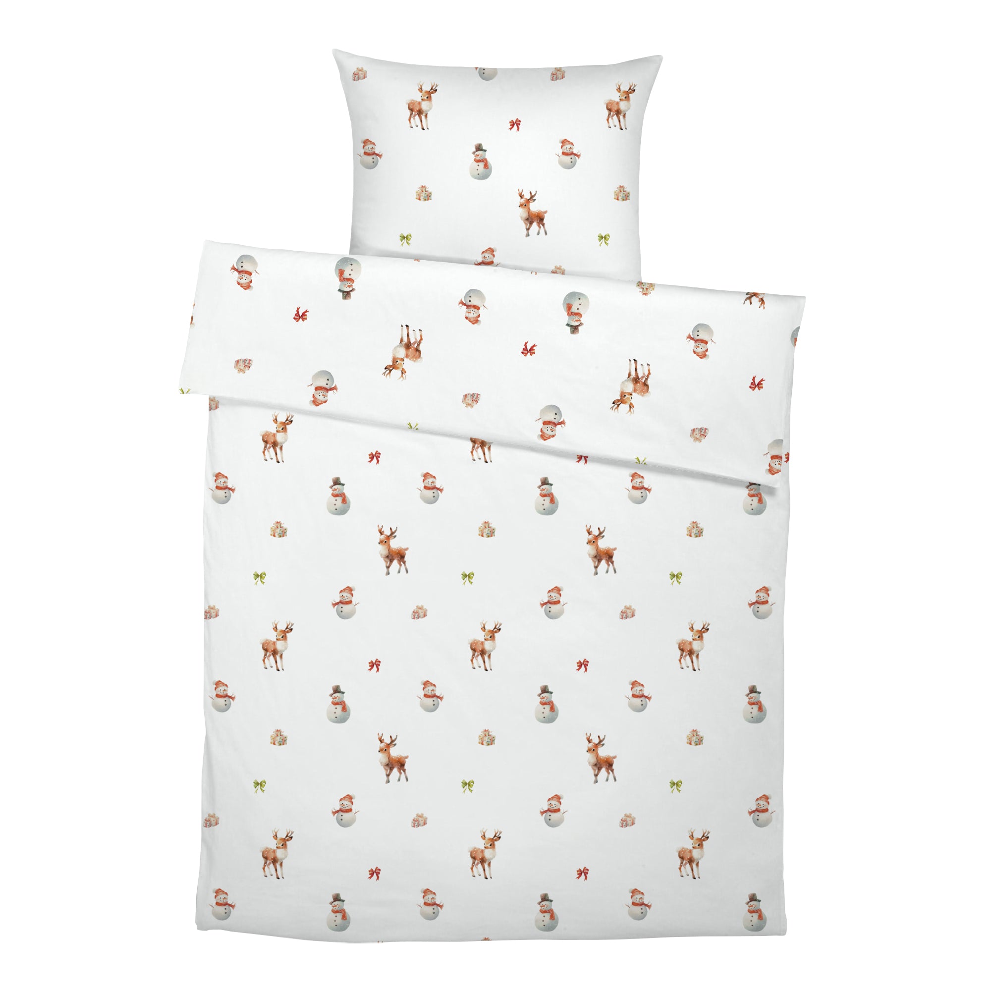 "Snowman and Deer" premium children's bed linen