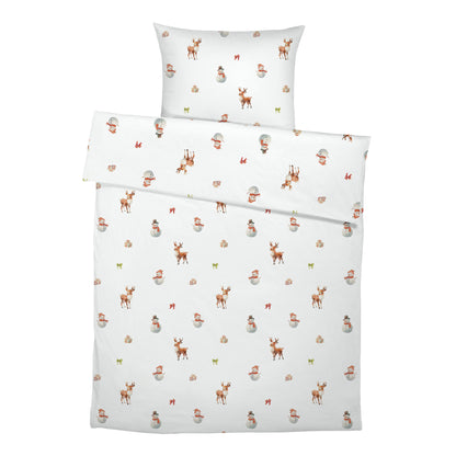 "Snowman and Deer" premium children's bed linen