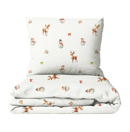 "Snowman and Deer" premium children's bed linen