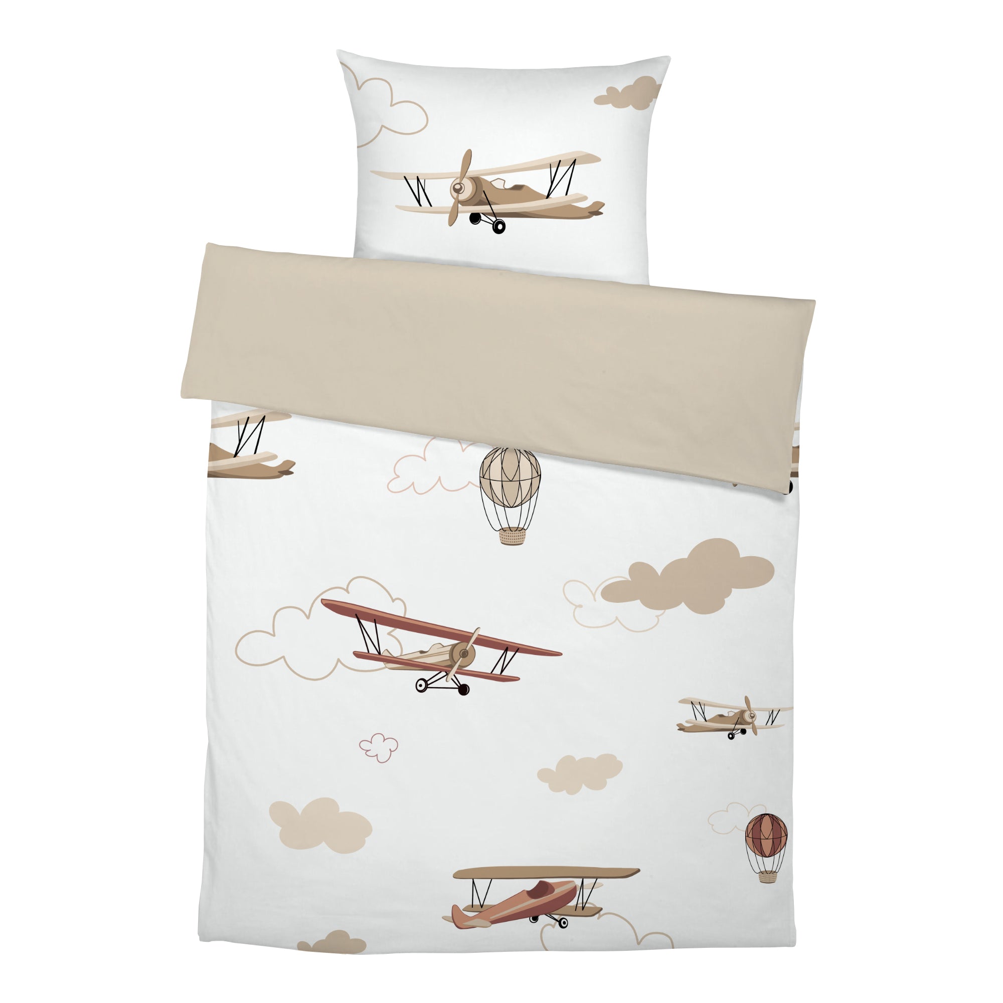 Aeroplanes and clouds premium children s bed linen made of 100 cotton