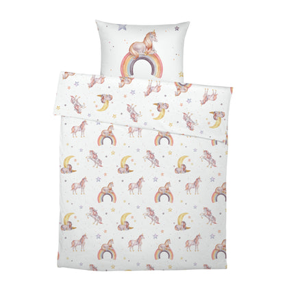 "Regenbogen Einhorn" Premium Kinderbettwäsche