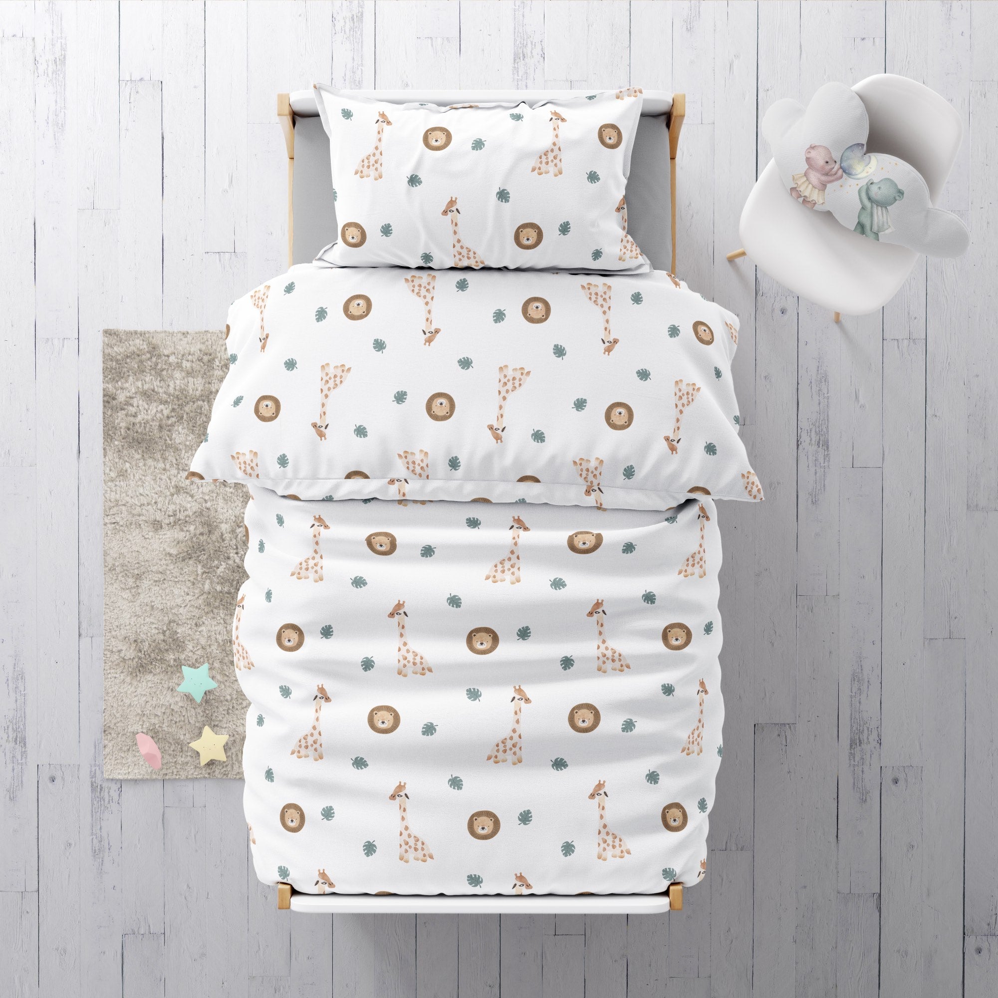 "Giraffe and lion" premium children's bed linen