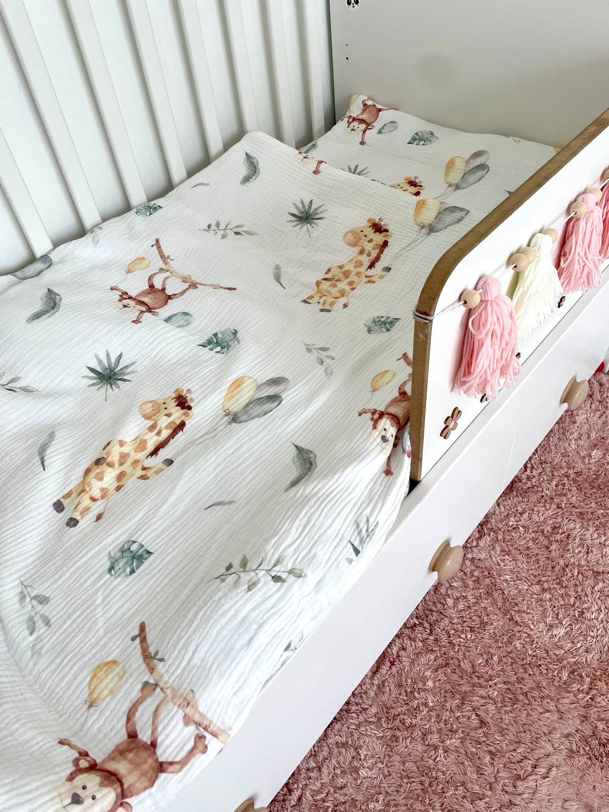 “Affe und Giraffe” Premium Kinderbettwäsche