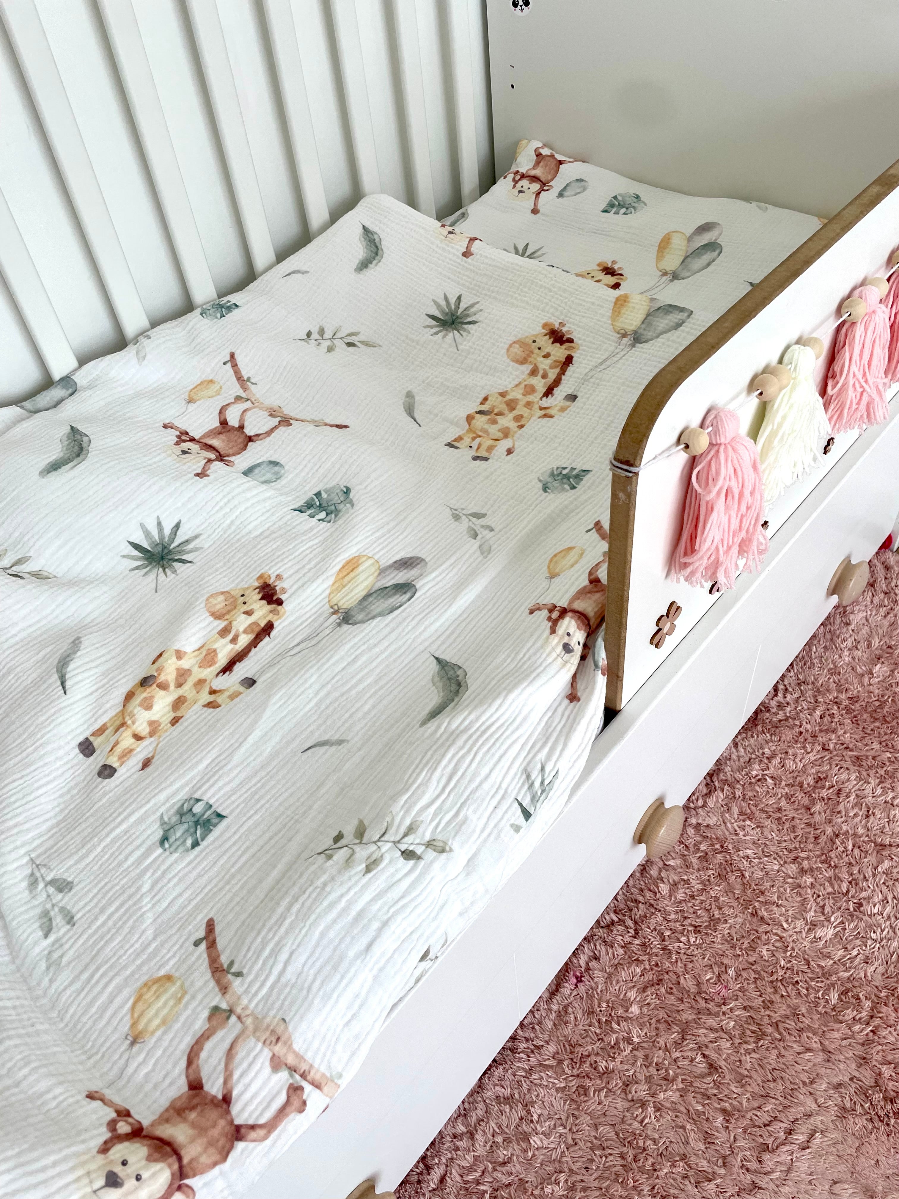 “Affe und Giraffe” Premium Kinderbettwäsche