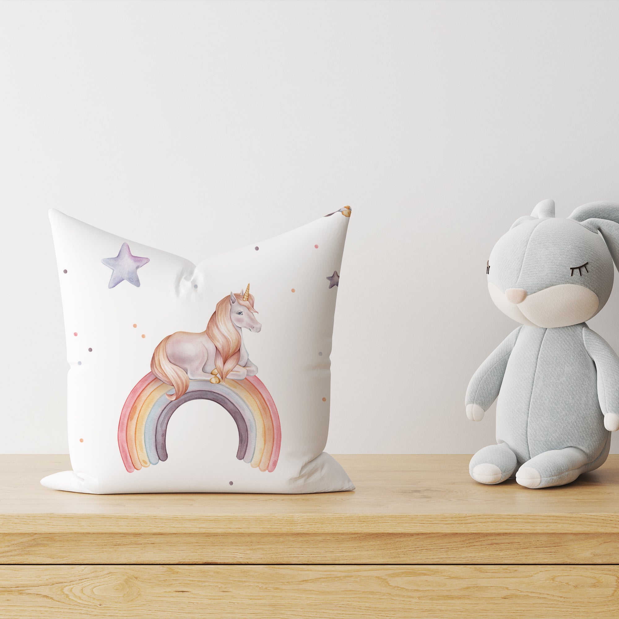 "Rainbow unicorn" premium decorative cushion