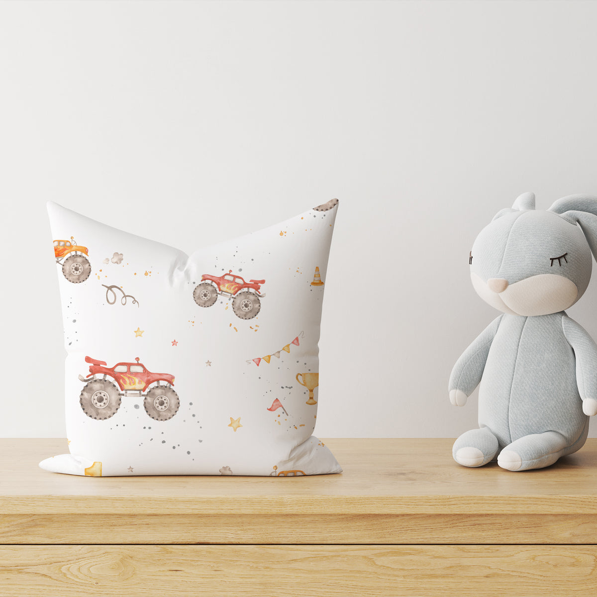 « Monster trucks » – Coussin décoratif haut de gamme