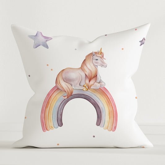 « Licorne arc-en-ciel » – Coussin décoratif haut de gamme