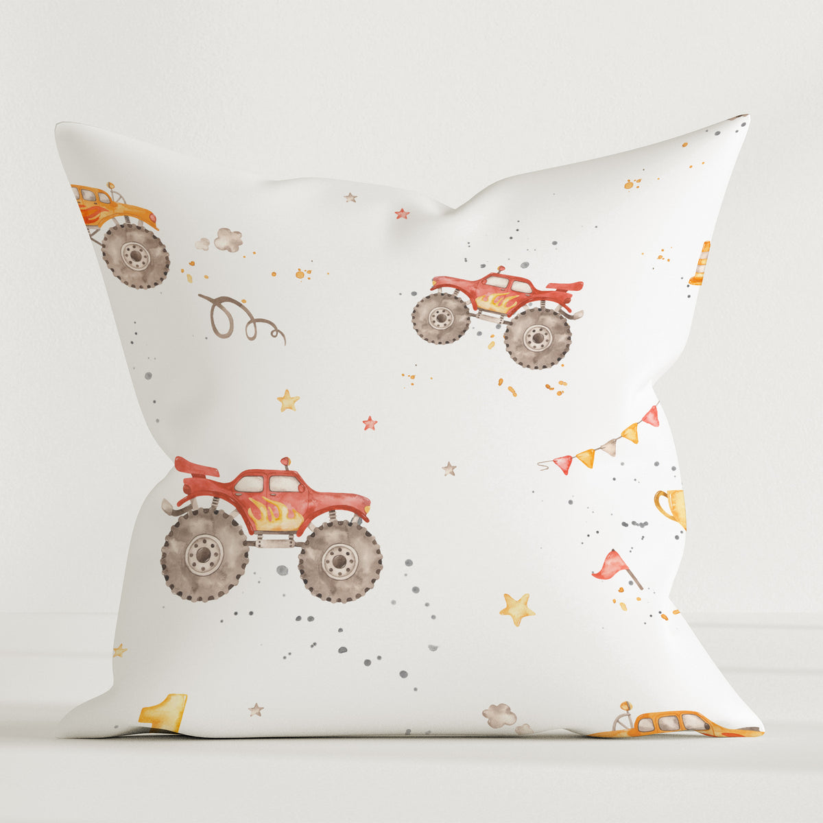 « Monster trucks » – Coussin décoratif haut de gamme