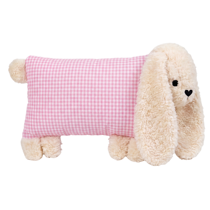 Kuschelhase mit rosa-weißem Vichykaro und langen Schlappohren.