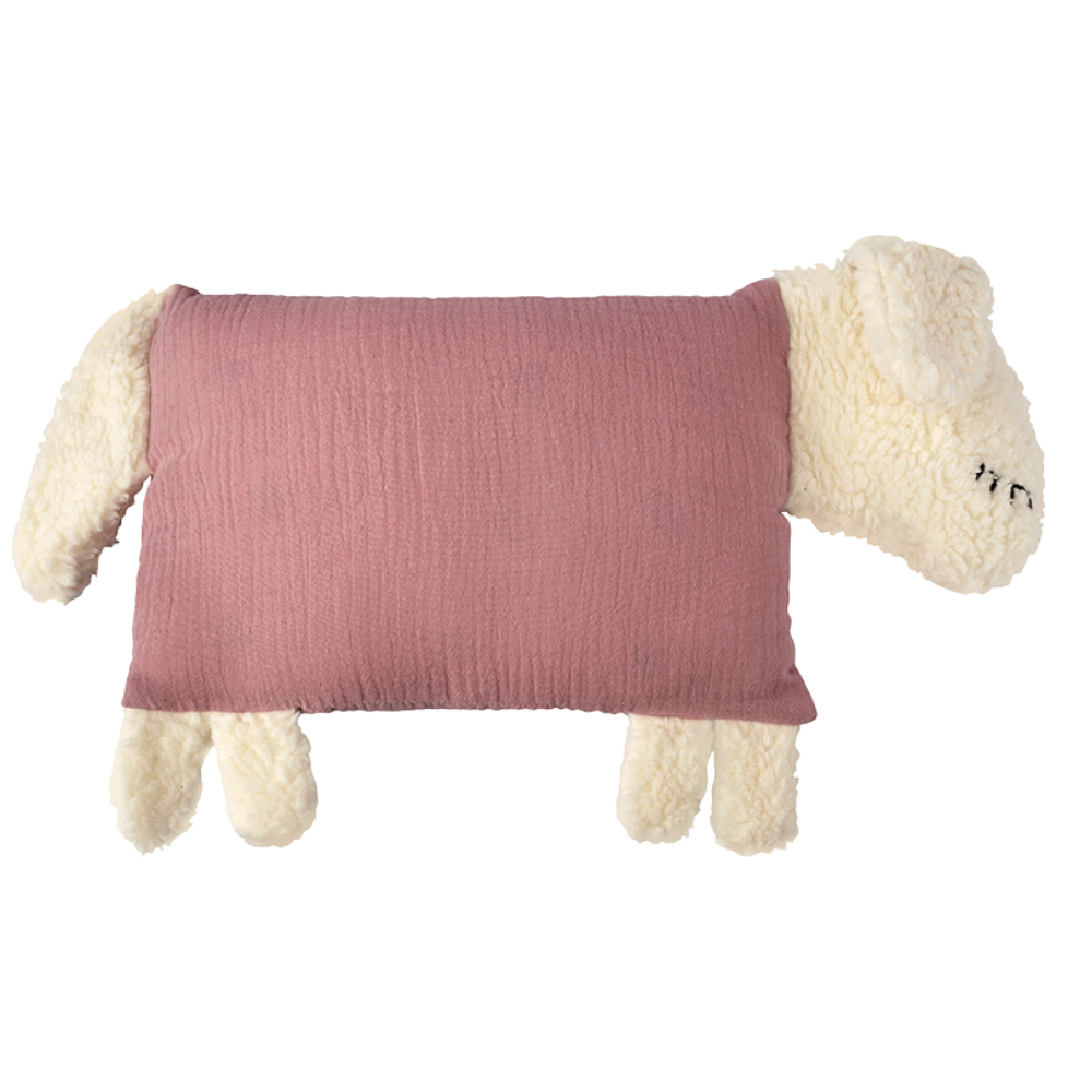 Altrosa Kuschelschaf mit weichem Kopf und weichen Beinen.