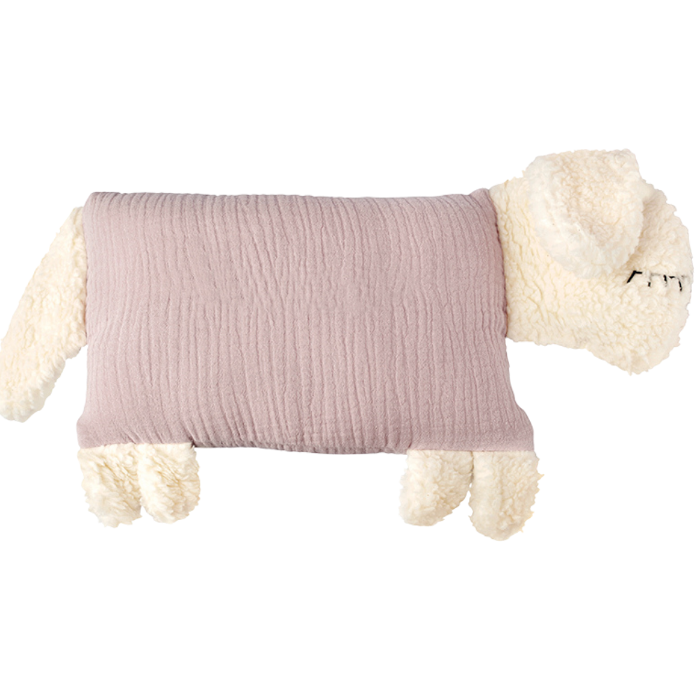 Kuschelschaf in zartem Rosa mit weichem Kopf und weichen Beinen.