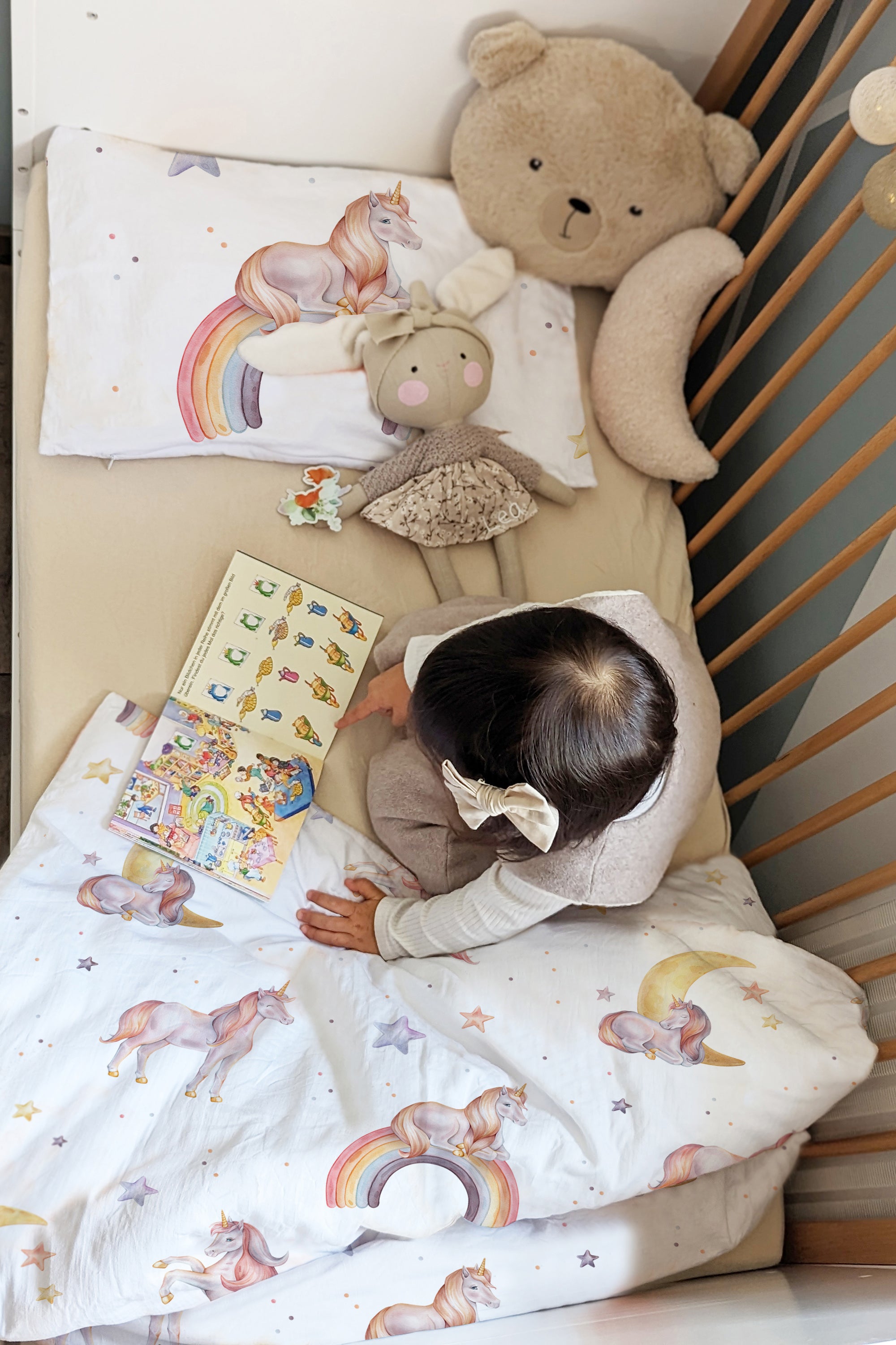 "Regenbogen Einhorn" Premium Kinderbettwäsche
