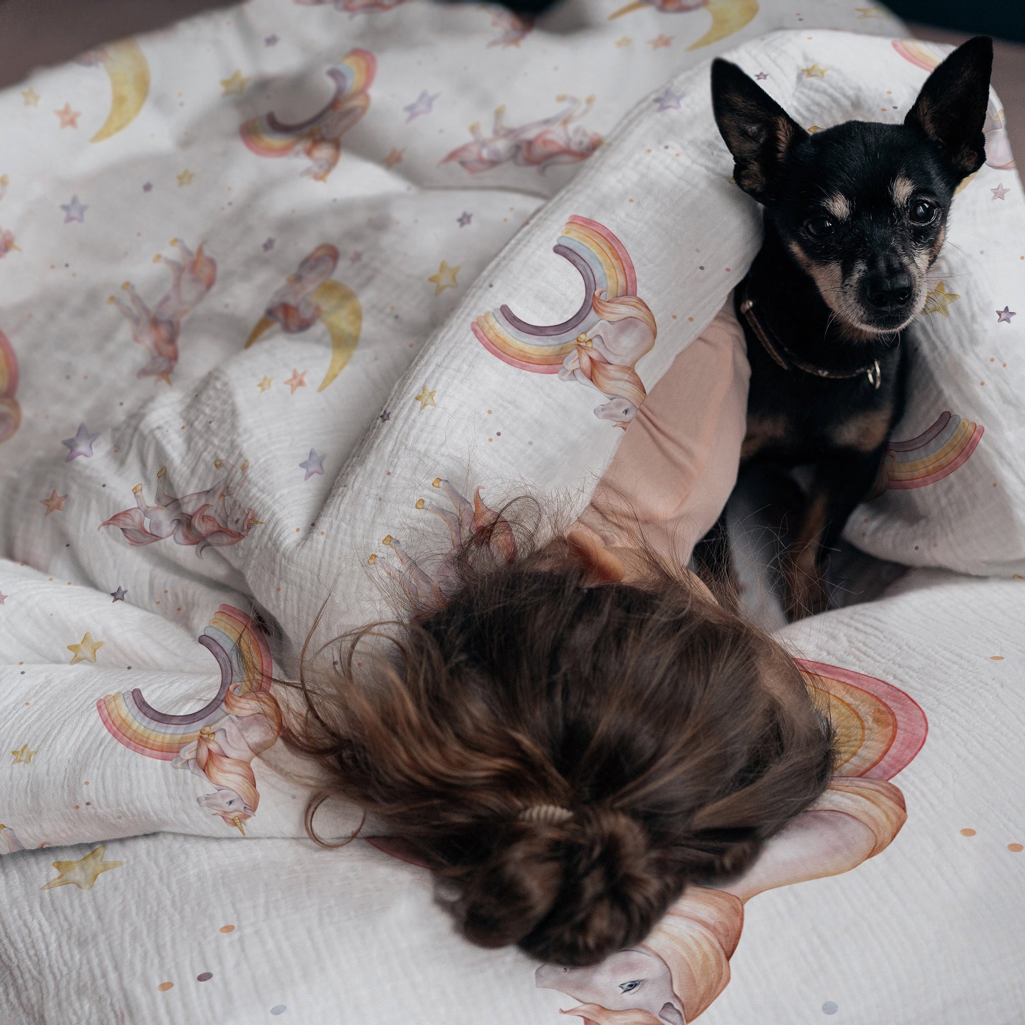 "Regenbogen Einhorn" Premium Kinderbettwäsche