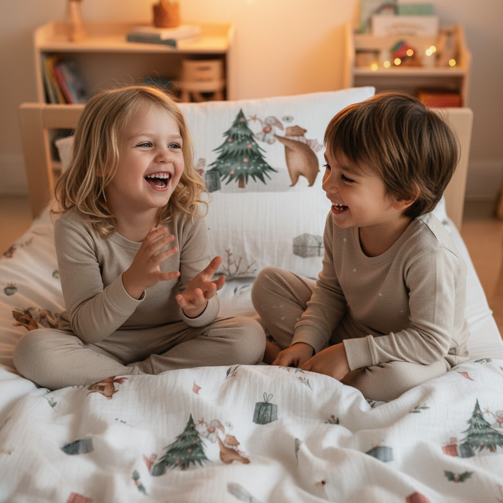 « Noël dans la forêt » – Linge de lit haut de gamme pour enfants