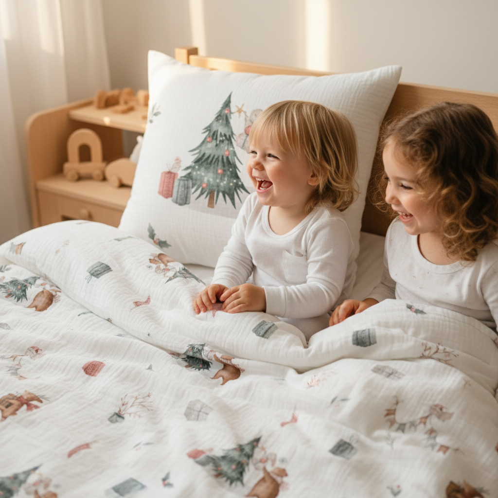 « Noël dans la forêt » – Linge de lit haut de gamme pour enfants