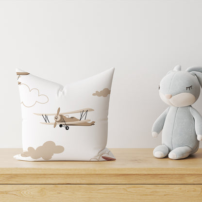 "Aeroplanes and clouds" premium children's decorative cushion