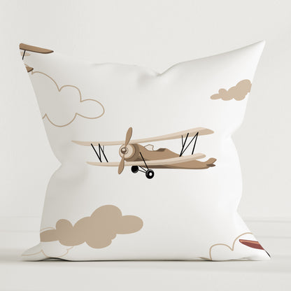 "Aeroplanes and clouds" premium children's decorative cushion