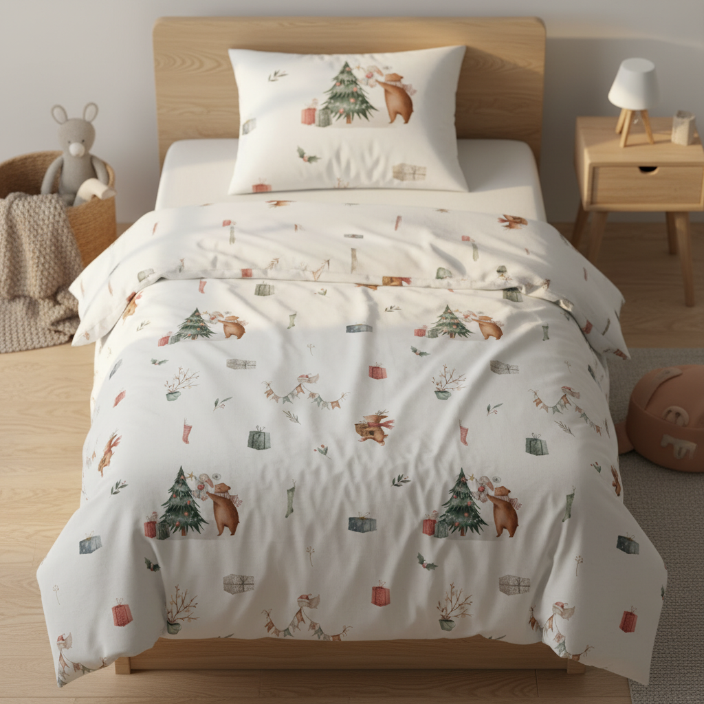 « Noël dans la forêt » – Linge de lit haut de gamme pour enfants