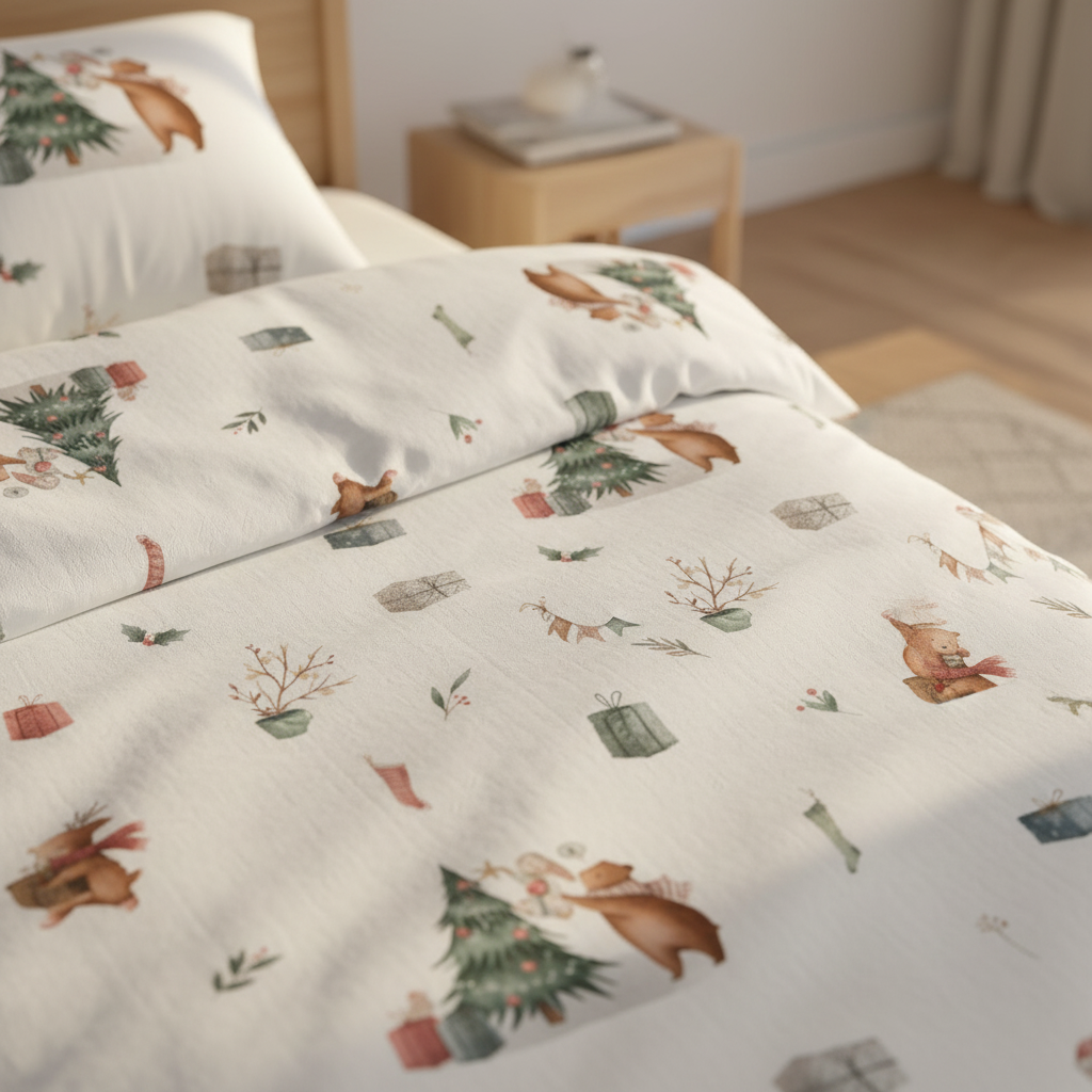 « Noël dans la forêt » – Linge de lit haut de gamme pour enfants