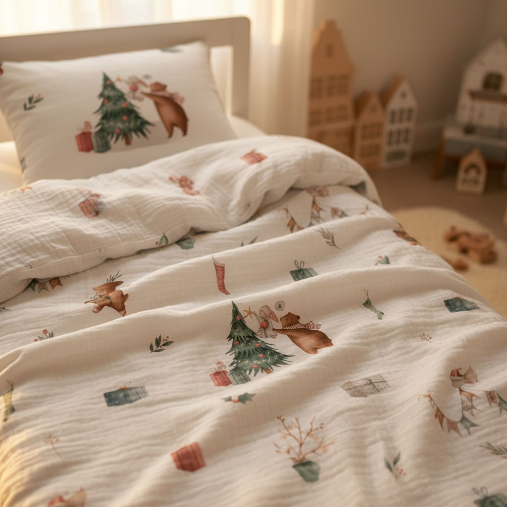 « Noël dans la forêt » – Linge de lit haut de gamme pour enfants