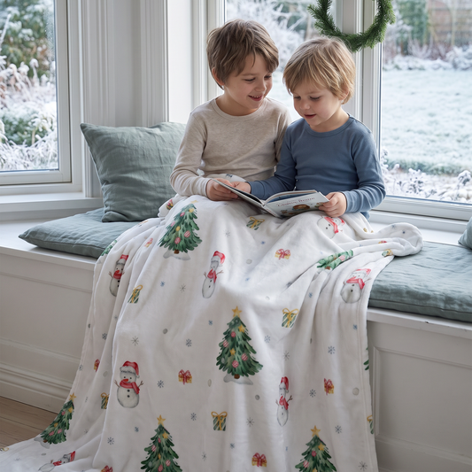 „Schneemann“ Plüsch-Kuscheldecke