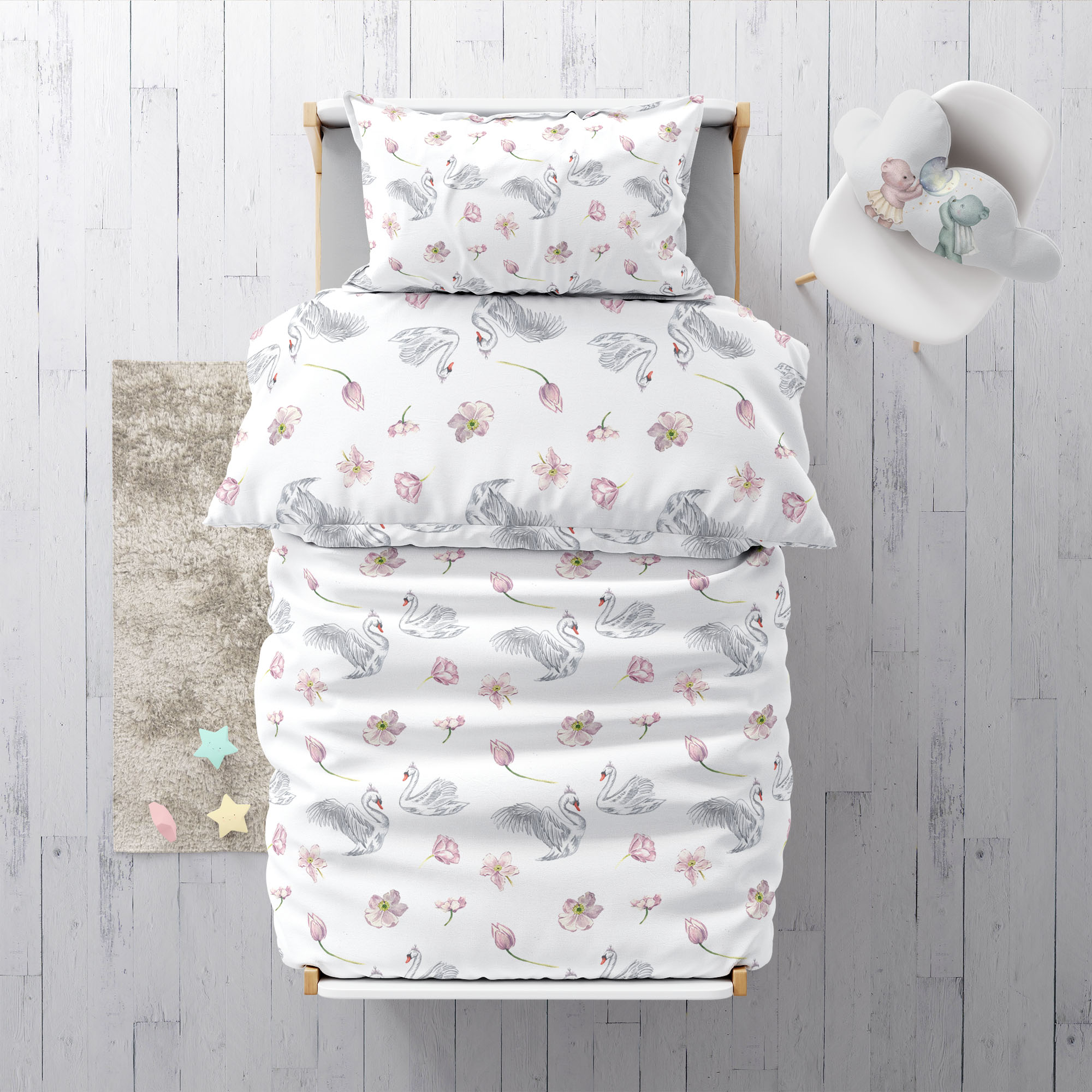 "Swans" premium children's bed linen