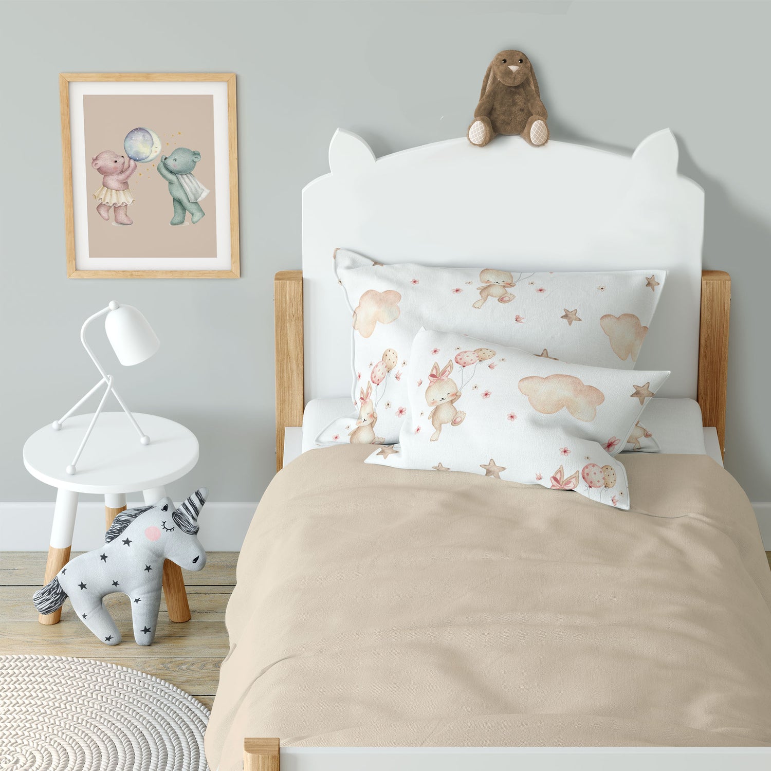 Traumhase” luxuriöse Kinderbettwäsche 100% aus – Baumwolle Leslis