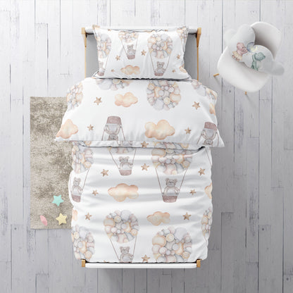 "Bear's balloon ride" premium children's bed linen