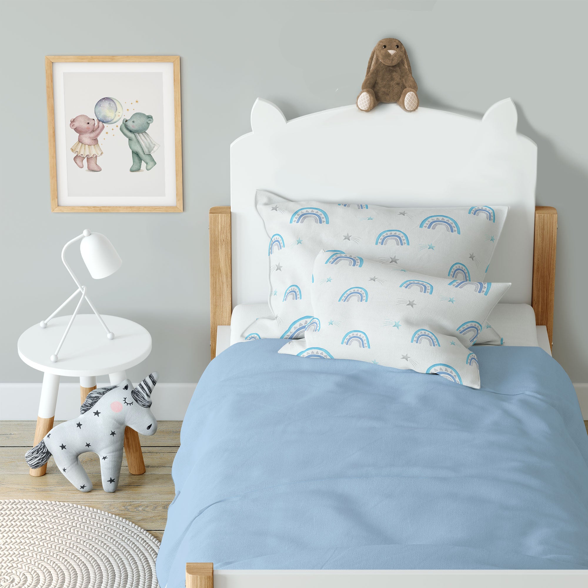 "Blue Rainbows" premium children's bed linen