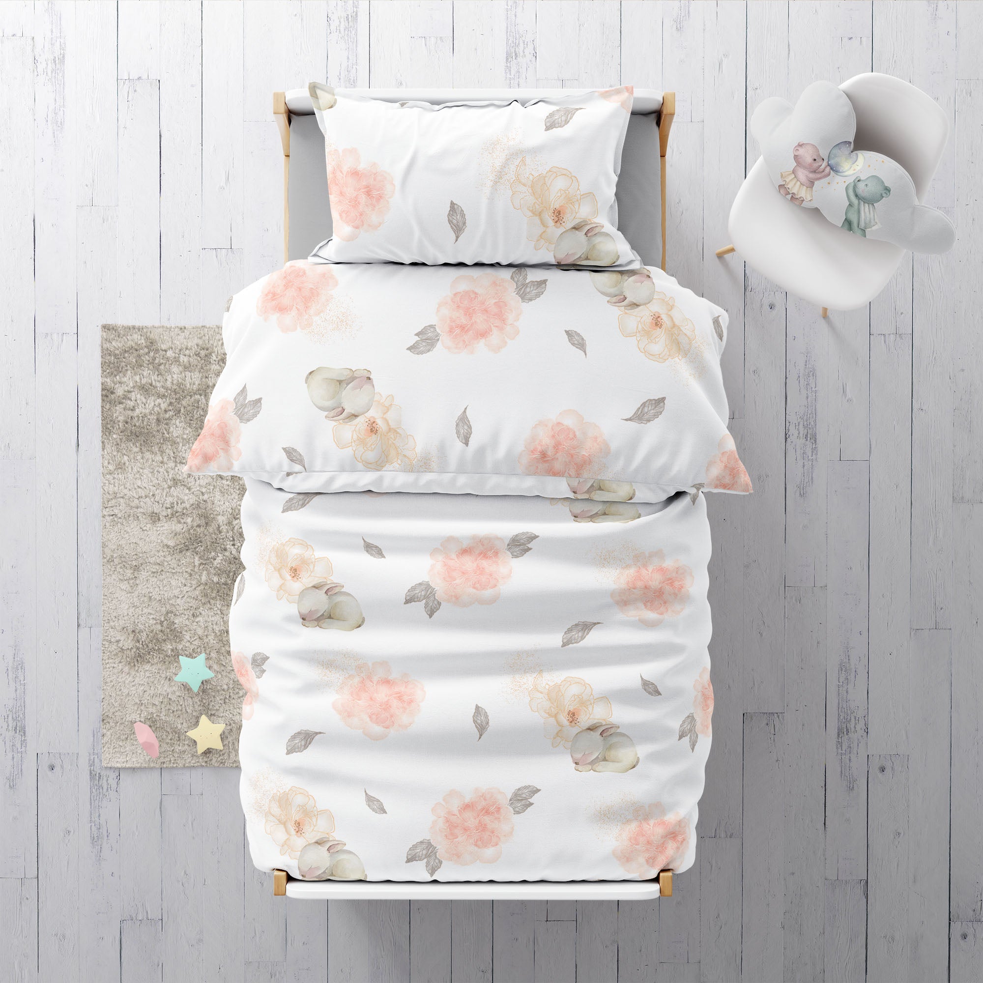 "Flower bunny" premium children's bed linen